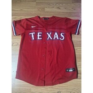 Texas Rangers Jersey Youth Red MLB Baseball Button Front Short Sleeve Nike